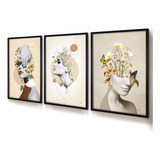 Quadros Decorativos Trio Floral Margarida 40x60 Sala Quarto