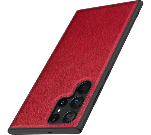 Funda De Cuero Para Samsung Galaxy S22 Ultra  Rojo