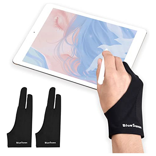 2 Guantes De Dibujo Para Tabletas Graficas Medium - Negro