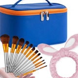 Kit Faixa De Cabelo Beleza 12 Pincel Maquiagem Necessaire