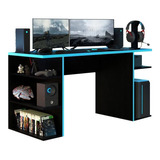 Escritorio Gamer Madesa Mesa Para Computador Gamer 9409 Mdp De 136cm X 75cm X 60cm Negro Y Azul