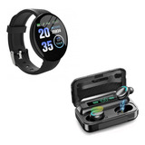 Combo Smartwatch D18 Negro + Auriculares Inalámbricos F9-5