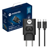 Carregador Turbo Power Motorola 30w Com Cabo Usb-c Preto