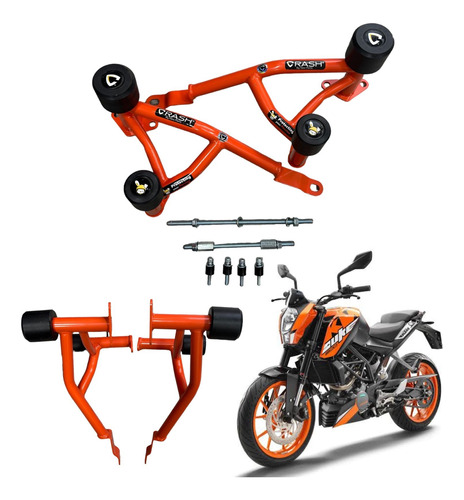 Slider Defensa Proteccion Crash Bar Moto Duke 200 Naranja