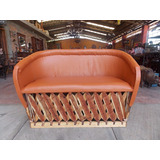 Artesanal Sillon Love Seat Equipal 2 Personas Estilo Antiguo