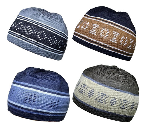 Set 4 Kufi Hat Para Hombres Amn-225 Musulmán Beanie Skull 5)