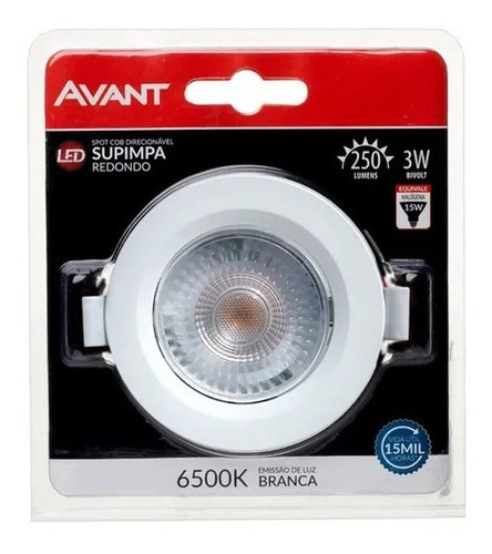 Kit 45 Spot Led Redondo 3w Branco Frio 6500k Direcionável