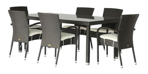 Comedor Rectangular De Lujo Aluminio&rattan Con 6 Sillas