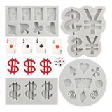 4pcs Molde De Silicona Signo De Dinero Póquer Fondant Resina