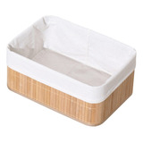 Canasto Organizador cesto Bambu Tela Rectangular Plegable