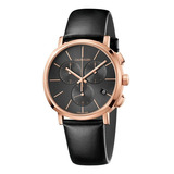 Reloj Calvin Klein Cronógrafo Negro Original Hombre E-watch Color Del Bisel Oro Rosa