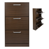 Mueble Zapatero Zapatera Organizador Madera 18 Pares Hogar Color Chocolate