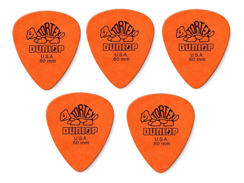 Set De 5 Plumillas Puas Tortex Dunlop .60mm Naranja