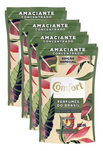 Kit 4 Amaciantes Comfort Floral Perfumes Do Brasil 810ml