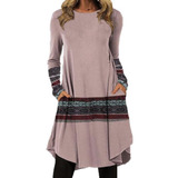 Minivestido Holgado Casual De Invierno Para Mujer, Estampado