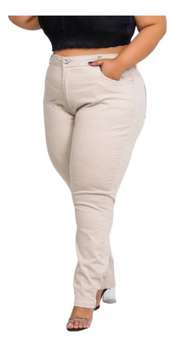 Calça Feminina Jeans Colorida Moda Grande Com Lycra 46 Ao 60