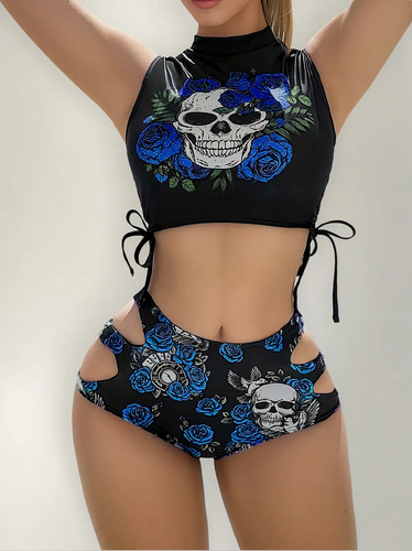 Sqy Bikini De Dos Piezas Con Cordón Floral Para Mujer