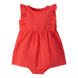 Vestido Bebê Curto Com Babados + Calcinha - Vermelho