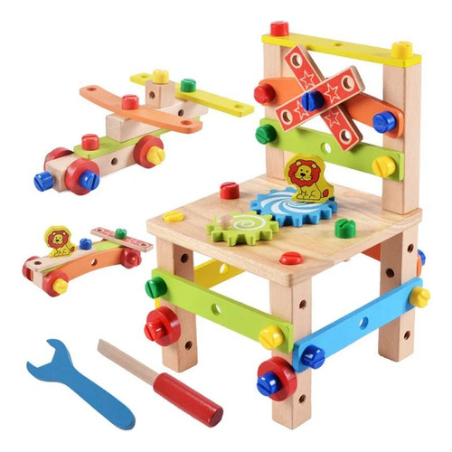 Juego Juguete Banco Herramientas De Madera Para Niños