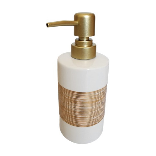 Dispenser De Jabon Liquido Ceramica Y Dorado - Organize It 