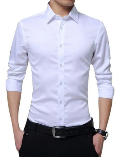Camisa Slim Fit Hombre Blanca - Tallas (xs A 2xl)