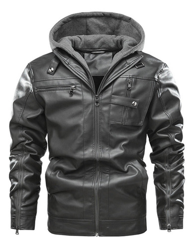 Chaqueta De Cuero Con Múltiples Bolsillos Para Hombre, Tamañ