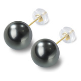 Aretes De Perlas Negras Cultivadas De Tahití Del Mar Del Sur