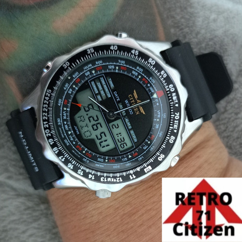 Relógio Citizen Wingman C080 Preto Raro Anos 80 