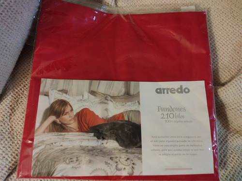 2 Fundas Almohada Arredo, 210 Hilos Color Rojo, 60 X70 ,