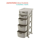 Organizador Zapatera Multiusos 5 Niveles Cajonero Plastico Color Beige