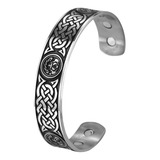 Brazalete Hombre Acero Inoxidable Nórdico Vikingo Runas 