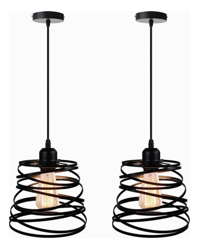 2 Lámparas De Techo Colgantes Industriales Vintage Espirales