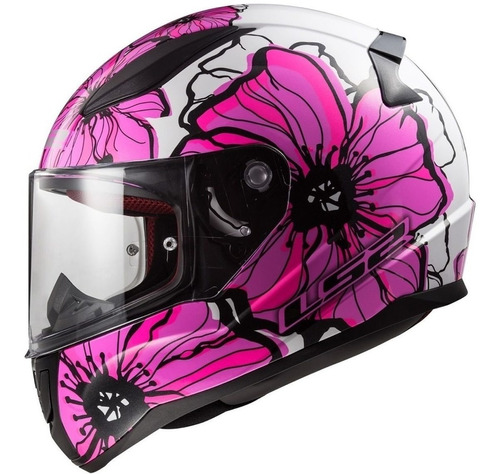 Casco Integral Ls2 Para Mujer Rosa Poppies S A L 