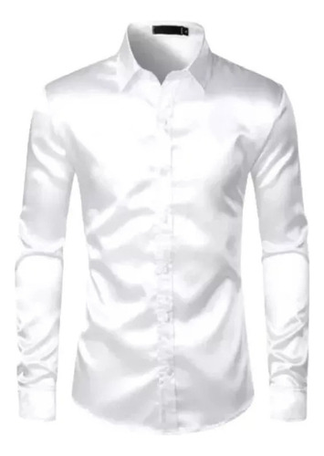 Camisa Masculina De Smoking De Seda Branca