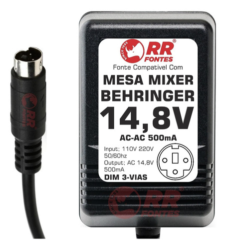 Fonte Ac 14,8v Para Mixer Behringer Xenyx Ub1202fx Ub1202-fx