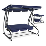 Banca Columpio Convertible Cama 3 Plazas Dosel Ajustabl Azul