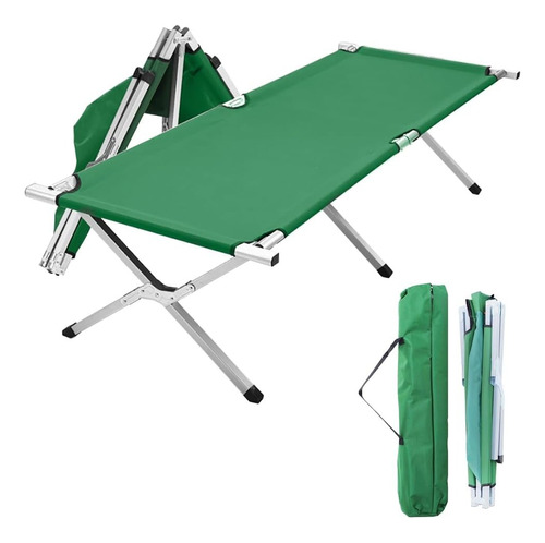 Catre Plegable Acampar Campismo Portatil 190x62x42cm 200kg Color Verde