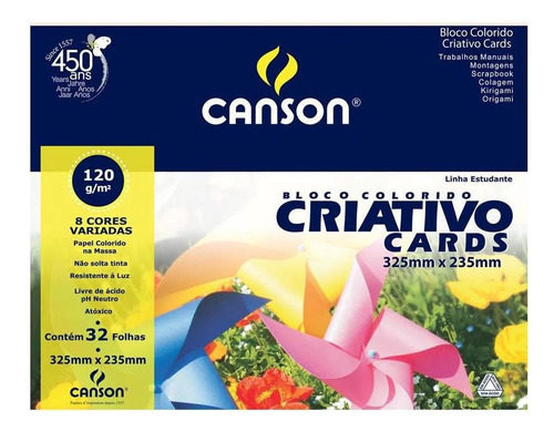 Bloco Criativo Canson 120g 8 Cores Com 32 Folhas 325x235mm