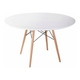 Mesa Comedor Eames Redonda Madera Vintage Blanco / Nordik