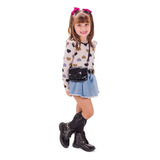 Combo Bota Coturno Feminino Meia Infantil 3/4 Bolsa E Cinto