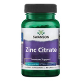 Swanson Citrato De Zinc 60 Caps Sabor Sin Sabor