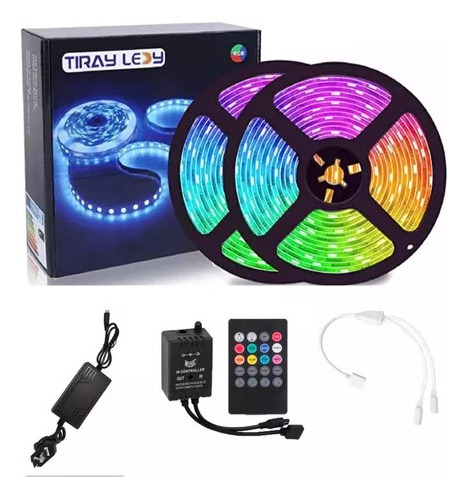 Tira De Led Audioritmica Rgb 10 Mts Control Luz Fuente 12v