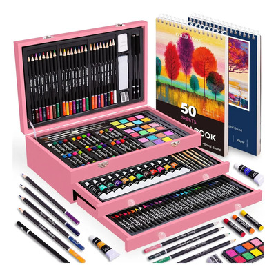 Set Kit Dibujo Pintura Colores Estuche En Madera Profesional | Envío gratis