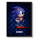 Quadro Emoldurado Retro Sonic 8bits Poster Emoldurado Arcade