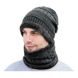 Set Gorro Bufanda Conjunto Para Frio Invierno Unisex Tejido Color Gris Diseño De La Tela Liso Talla U