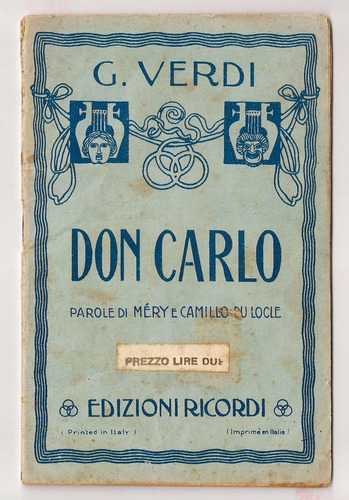 Antiguo Programa Opera Teatral Don Carlo De G. Verdi