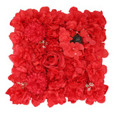 Paneles De Decoración De Pared Con Flores Artificiales Rojas