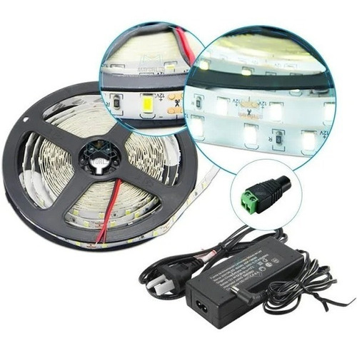 Tira Led 5050 Blanco Interior 5m 300led +fuente 12v 5a