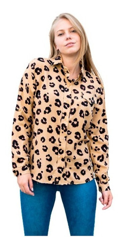 Camisa De Vestir Manga Larga Reptil/animal Print De Mujer