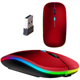 Mouse Sem Fio Para Pc/notebook Recarregável Led Rgb Rf-6800 Cor Vermelho